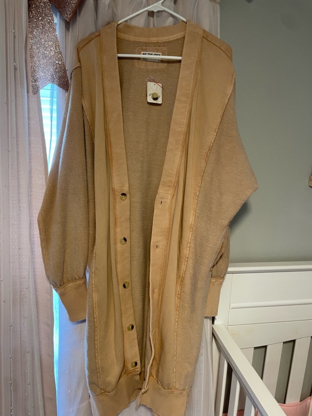Free People Oversized Camel Button-Front Cardigan